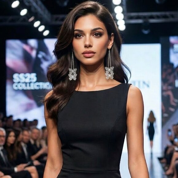 Silver Butterfly Dangle Earrings - Picture 4 of 5